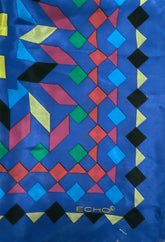 Echo Blue Scarf With Red, Pink, Yellow, Green, Black, Blue  & Red Triangles & Squares - TheRealThreads